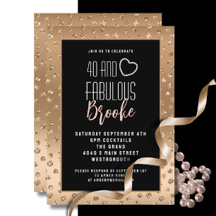 40 Fabulous Blush Pink Gold Sparkle Verjaardag Kaart