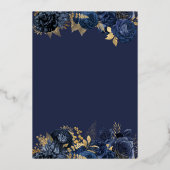 40 & Fabulous Elegant Blue & Gold Birthday Real Folie Uitnodiging (Achterkant)