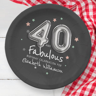 40- & Fabulous Foil-ballonstralen Birthday Papieren Bordje