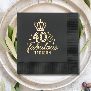 40 & Fabulous Fortieth Verjaardag Gepersonaliseerd Folie Servetten