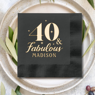 40 & Fabulous Fortieth Verjaardag Gepersonaliseerd Folie Servetten