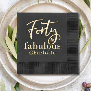40 & Fabulous Fortieth Verjaardag Gepersonaliseerd Folie Servetten