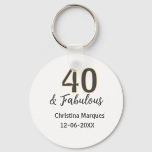 40 & fabulous grijs geel geboortekaart calligrafie sleutelhanger