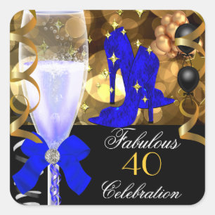 40 & Fabulous Koninklijk Blauw Zwart Goud Verjaard Vierkante Sticker