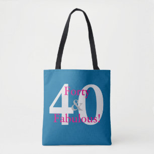 40 & Fabulous! Leuk aangepaste verjaardag Blauw & Draagtas