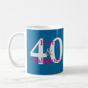 40 & Fabulous! Leuk Persoonlijk Verjaardag Blauw H Koffiemok