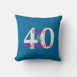 40 & Fabulous! Leuke Custom Verjaardag Blauw & Hot Kussen