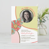 40 & Fabulous Retro Floral Photo Invitation (Debout devant)