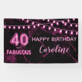 40 & Fabulous Roze & Zwarte Ballon Lights Verjaard Spandoek (Horizontaal)