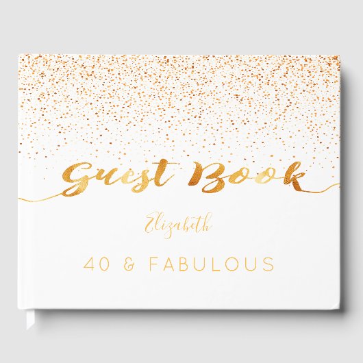 40 Fabulous verjaardag wit goud monogram Gastenboek (Voorkant)