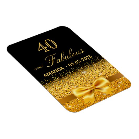 40 feestelijke verjaardag zwart goud save the date magneet (Rechterzijde)