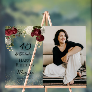 40. Floral Birthday Party (Floral-partij) van Fabu Acryl Bord