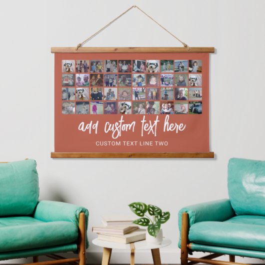 40 Fotocollage - 4 rijen 10 kolommen - Script-teks Hangend Wandkleed (Woonkamer)
