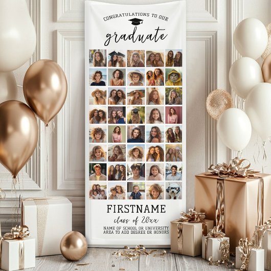 40 Fotocollage Afstuderen Modern Minimaal Wit Spandoek