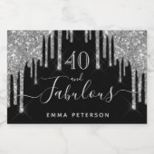 40 geweldige verjaardag zwarte glitter sparkle zil sparkling wijnetiket (Enkel label)