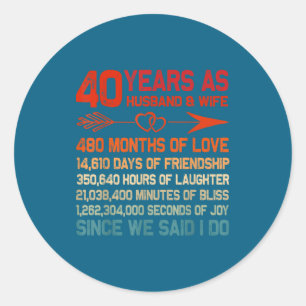 40 Huwelijk Echtgenoot Echtgenote 40ste Verjaardag Ronde Sticker