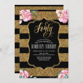 40 Invitations de fête d'anniversaire - Floral Gol (Devant / Derrière)