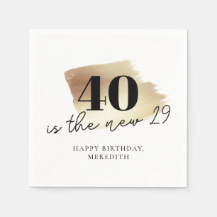 40 is de New 29 Gold Black 40th Birthday Party Servet