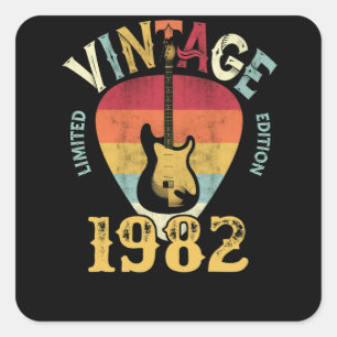 40 jaar 1982 Guitar Pick 40th Birthday Guitarist Vierkante Sticker