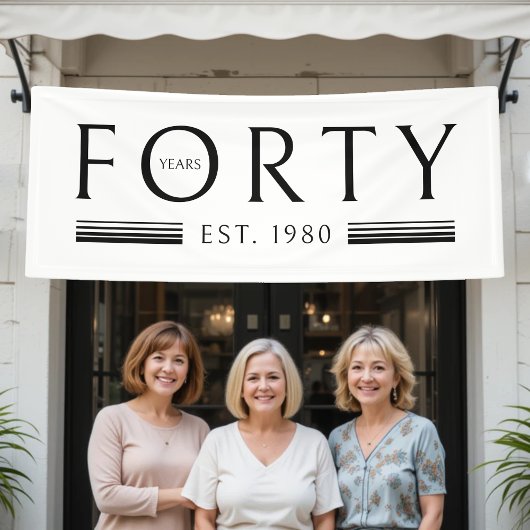 40 jaar 40e verjaardagsfeest wit spandoek