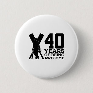 40 Jaar Awesome Cricket 40e Verjaardag Ronde Button 5,7 Cm