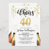 40 jaar Black Gold Stars-script Kaart (Voorkant / Achterkant)