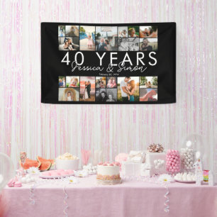 40 jaar bruiloft jubileum fotocollage bewerkbaar spandoek