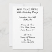 40 jaar Geweldige uitgenodigd zijn Kaart (Achterkant)