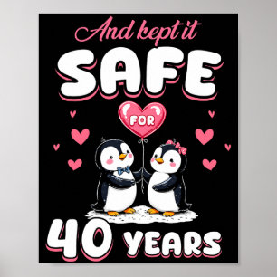 40 Jaar Huwelijksjubileum Pinguïn Koppels Match Poster