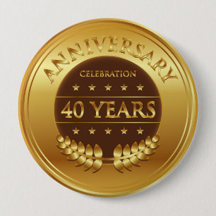 40 jaar Jubileum Celebration Gold Medal Ronde Button 4,0 Cm