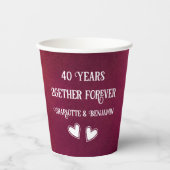 40 jaar Jubileum Waterverf Ruby Wedding Papieren Bekers (Voorkant)