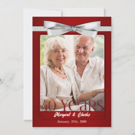 40 jaar lang Jubileum Ruby Red en White Kaart (Voorkant)