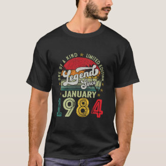 40 jaar oud geboren in januari 1984 40e verjaardag t-shirt