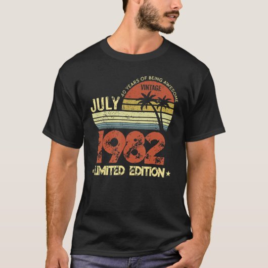40 jaar oud juli 1982 40e  geboortedag t-shirt (Voorkant)
