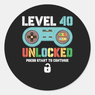 40 Jaar Oud Veertigste Verjaardag Niveau 40 Unlock Ronde Sticker