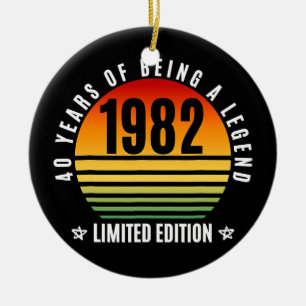 40 jaar oude cadeauretro 1982 Limited Edition 40th Keramisch Ornament