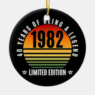 40 jaar oude cadeauretro 1982 Limited Edition 40th Keramisch Ornament