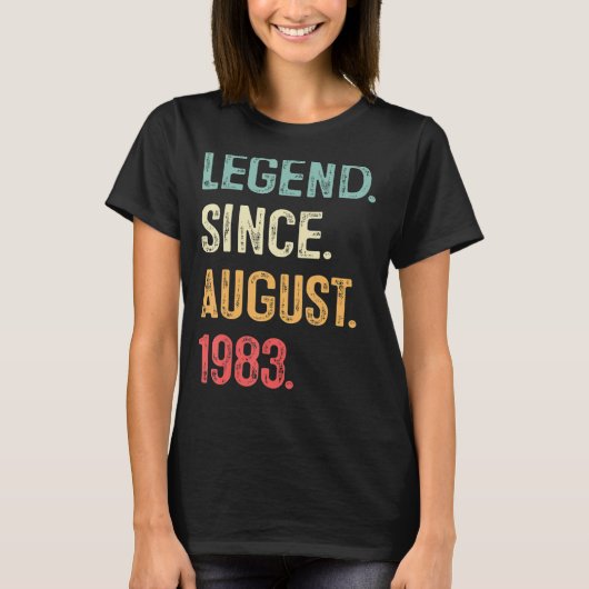 40 jaar oude Gift Legend sinds augustus 1983 40th  T-shirt (Voorkant)