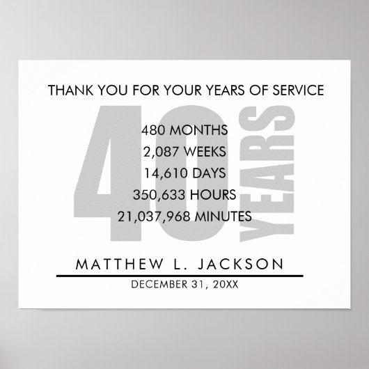 40 jaar pensioen of waardering van de werknemer ca poster (Voorkant)