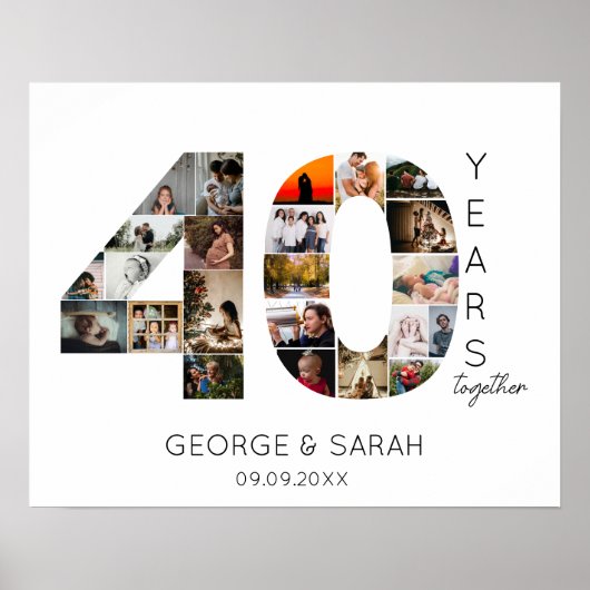 40 jaar Photo Collage Ruby Wedding Jubileum Poster (Voorkant)