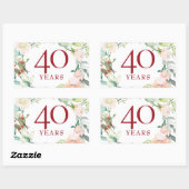 40 jaar Roos Garland Ruby Wedding Jubileum Rechthoekige Sticker (Vel)