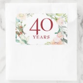 40 jaar Roos Garland Ruby Wedding Jubileum Rechthoekige Sticker (Tas)