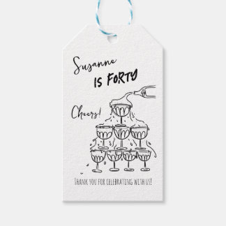 40 jaar Verjaardag Champagne toren funky Cadeaulabel