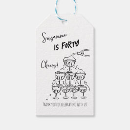 40 jaar verjaardag Champagnetoren funky Cadeaulabel