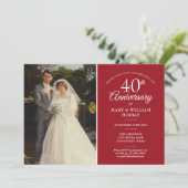 40-jarig Huwelijksjubileum Foto Robijnen Confetti Kaart (Staand voorkant)