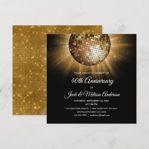 40-jarig huwelijksjubileumfeest Gouden Disco Bal Kaart