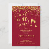 40-jarig jubileum - Proost op 40 jaar Red Gold Kaart (Voorkant)
