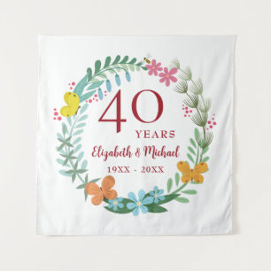 40-jarig jubileum Ruby Bloem Vlinderkrans Wandkleed