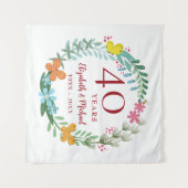 40-jarig jubileum Ruby Floral Vlinderkrans Wandkleed (Voorkant (horizontaal))