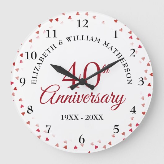 40-jarig jubileum Ruby Hearts Grote Klok (Voorkant)